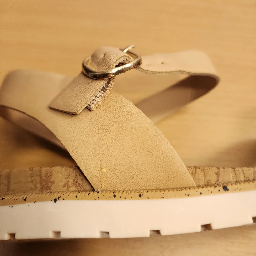 Sun & Stone Women Natural Raffia Sandals Flip Flop Sz 10 M Beige